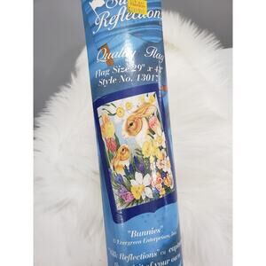 Evergreen‎ silk reflections flag 29“ x 43“ 13017 Bunnies Easter flowers Spring